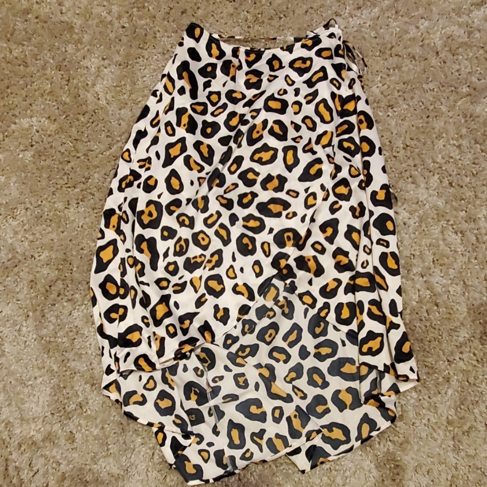 Animal Print High-Low Wrap Skirt
